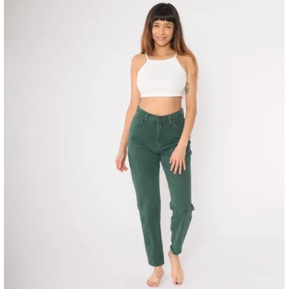 Rockies Jeanswear High Rise Pleated‎ Trousers Green Mom Pants - Size M